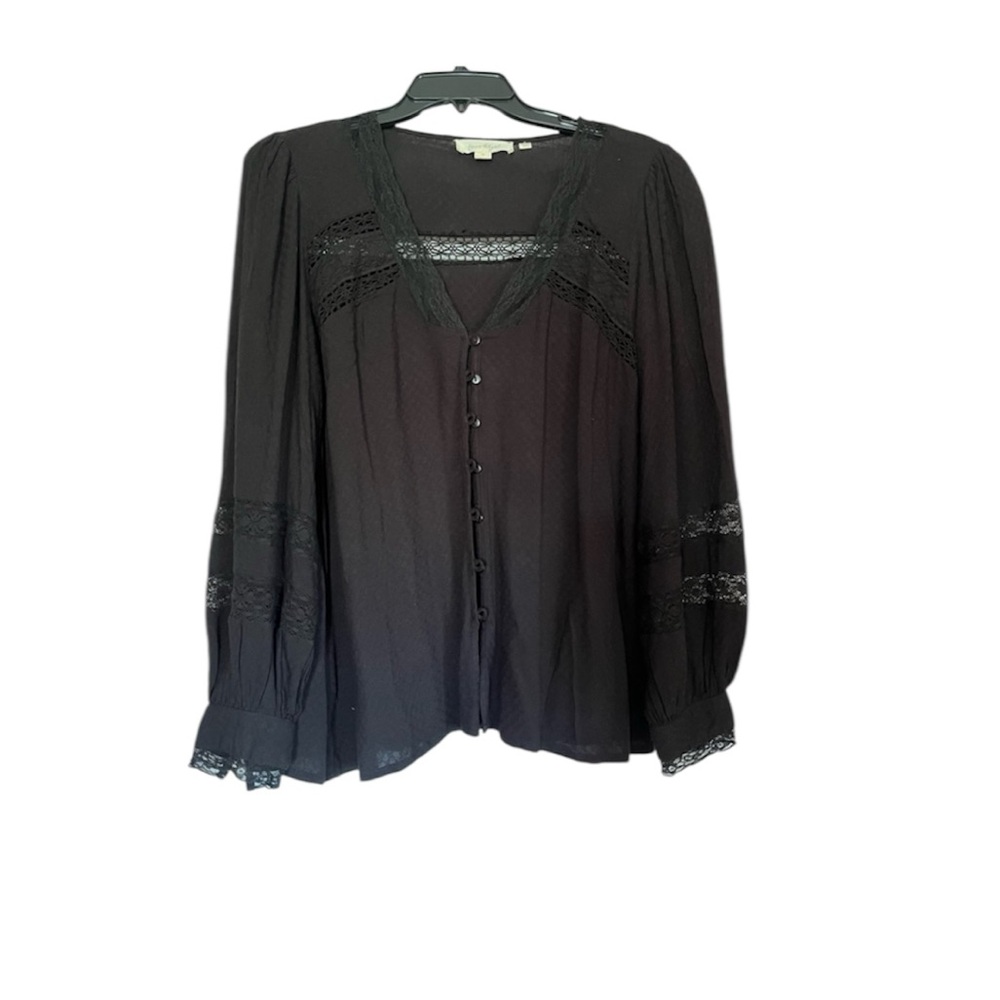 Anthropologie- Forever that girl- Black Lace Blouse